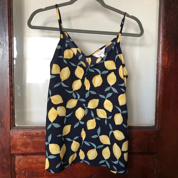Pink Rose Adorable Lemons Flowy Swing Tank Top w/Adjustable Straps M - Picture 4 of 15